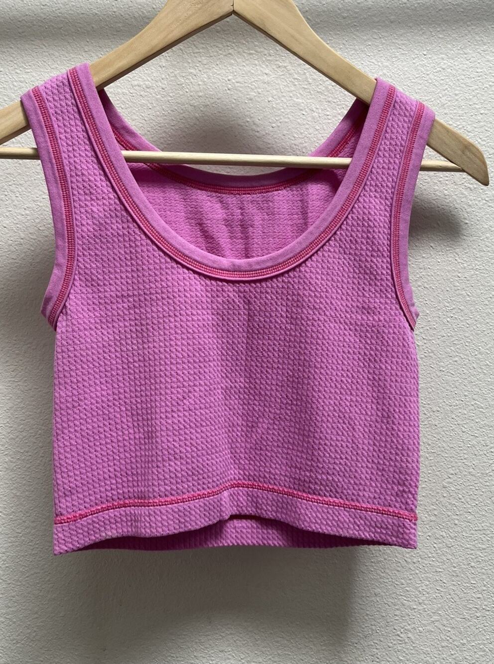 Freshwear Waffle Knit Two Way Brami Hot Pink XS/S Crop Tank Top Buckle